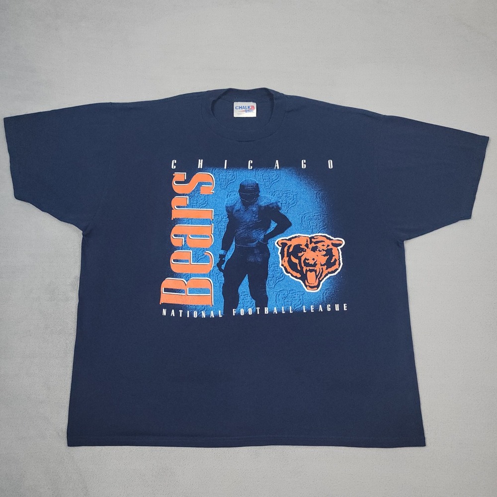 Vintage Chicago Bears Shirt Mens XXL Navy Chalk Line NFL Football Graphic 90s